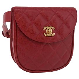 CHANEL Gürteltasche aus Caviar-Leder Rot mit Gold CC Authentisch 183792V Rot Golden