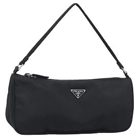 Pochette Accessori PRADA Nylon Nero Argento Auth 191315V Nero Argento