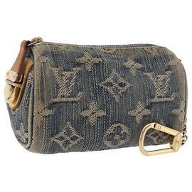 LOUIS VUITTON Monogram Denim Trousse Speedy PM Pouch Blue M95082 LV Auth 191540 Blue
