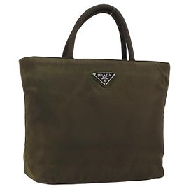 PRADA Handtasche Nylon Khaki Silber Authentisch ar13995 Silber Khaki