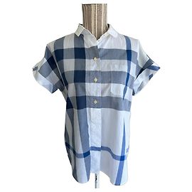 Burberry Brit Hemd blau-weiß kariert Weiß Blau