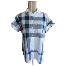 Camicia Burberry Brit a quadri blu e bianchi Bianco Blu