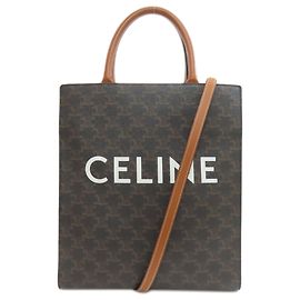 Céline Bolsa 2-Way Celine Vertical Cabas Triomphe Marrom Castanho escuro