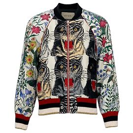Gucci Silk Hollywood Tiger Flora Bomber Jacket – Alessandro Michele – Spring/Summer 2017 Black White Red Blue Golden Green