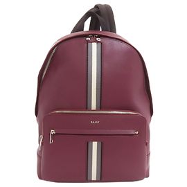 Mochila de couro Bally Cinza e Roxo Marrom Roxo