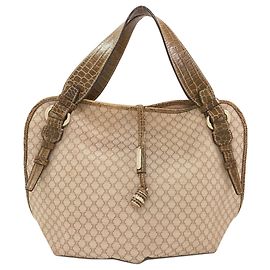 Céline Celine Macadam Pattern Canvas Tote Bag Beige