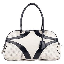 Prada SS00 Bowling Leder Schultertasche Weiß