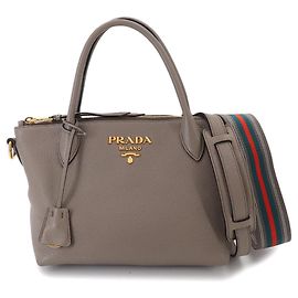 Prada Gray Leather Handbag Brown