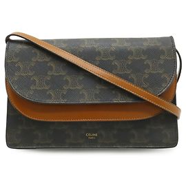 Céline Clutch com alça Celine Triomphe Castanho escuro