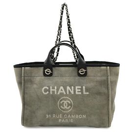 Borsa Chanel Deauville Tote GM Marrone Nero
