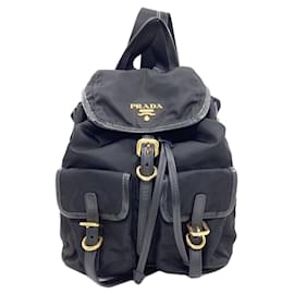 Prada Logo Nylon Backpack Black