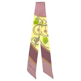 Pañuelo Twilly Hermès rosa y amarillo Rosa Amarillo
