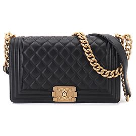 Chanel Boy Chain Shoulder Handbag Black