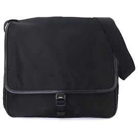 Bolsa Messenger de Nylon e Couro Saffiano Prada Preto
