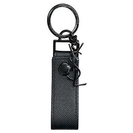 Chaveiro de couro preto e metal Saint Laurent Preto
