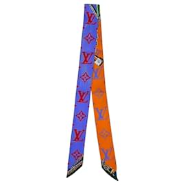 Sciarpa in seta Monogram Louis Vuitton Rosso Blu Arancione