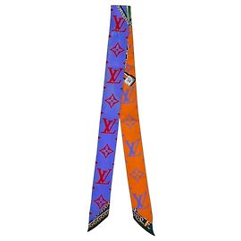 Lenço de seda Monogram Louis Vuitton Vermelho Azul Laranja