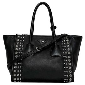 Borsa in pelle nera Prada 2 in 1 Nero