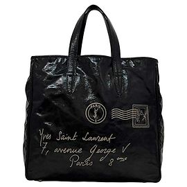 Bolsa Tote de couro envernizado preto Yves Saint Laurent Preto