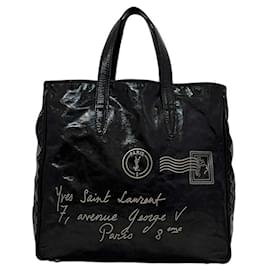 Sac cabas en cuir verni noir Yves Saint Laurent Noir