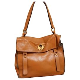 Bolsa de couro Yves Saint Laurent Muse Two cor tan Marrom