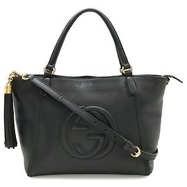 Sac cabas Gucci Soho Interlocking G Noir Jaune