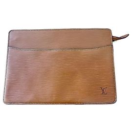 Pochette Louis Vuitton Epi Cuir Marron Marron