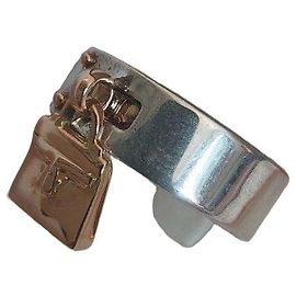 Anello Hermès Kelly in Argento e Oro Rosa Silver hardware Gold hardware