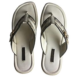 Louis Vuitton Mini Lin Monogram Canvas Flip Flops White Other