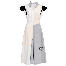 Vestido patchwork Balenciaga Negro Blanco Beige Gris Azul oscuro