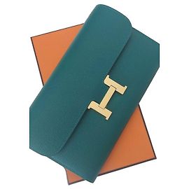 Hermès Constance Epsom Leather Wallet in Malachite Green Green