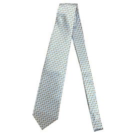 Autre Marque Corbata de seda con estampado pequeño Brioni Azul Azul claro