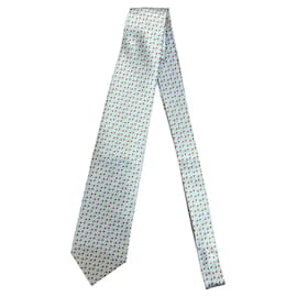 Autre Marque Brioni Small Pattern Silk Tie Blue Light blue