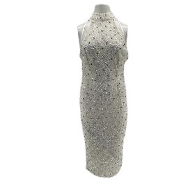 Retrofête Robe blanche à paillettes Blanc