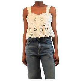 The Kooples Haut sans manches blanc brodé - taille S Blanc