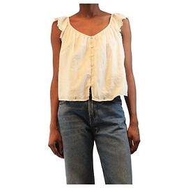 Velvet Top de algodón blanco bordado - talla XS Blanco