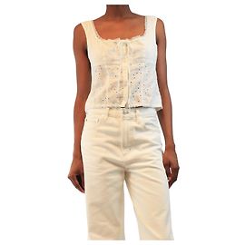 Staud Top blanco sin mangas bordado - talla UK 8 Blanco