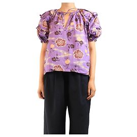 Ulla Johnson Camicetta stampata con maniche a sbuffo viola - taglia UK 14 Porpora