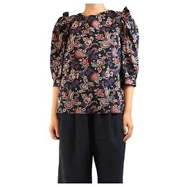Ba&Sh Camicetta in cotone con stampa paisley nera - taglia L Nero