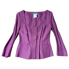 Alberta Ferretti Purple Embroidered Short Jacket Purple