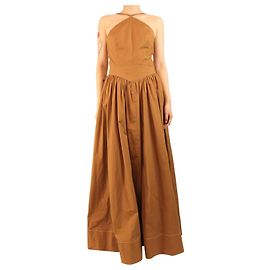 Staud Robe longue en coton marron - taille UK 12 Marron