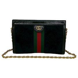 Gucci Ophidia Sherry Line Shoulder Bag Black Red Green