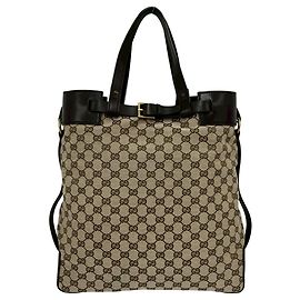 Sac Tote Gucci em lona marrom e couro Marrom