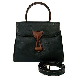 LOEWE Vintage Logo Embossed Leather Handbag/Shoulder Bag Brown Black