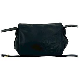 Loewe Anagram Logo Leather Shoulder Bag Black
