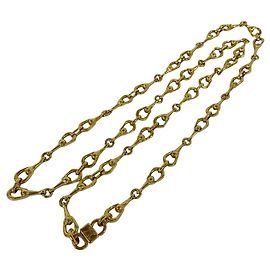 Céline Celine Triomphe Logo Engraved Gold Plated Long Chain Necklace Golden