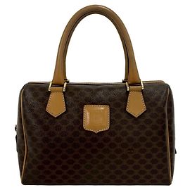 Céline CELINE Vintage Macadam Blazon Triomphe Leather Handbag Brown