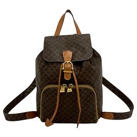 Céline Sac à dos Celine Vintage en cuir à motif Blazon Macadam Marron