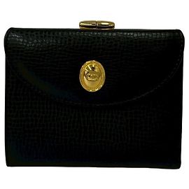 Christian Dior Vintage CD Logo Hardware Leder-Tri-fold Wallet Schwarz