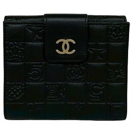 Chanel Icon Coco Mark Hardware Lambskin Bi-fold Wallet Black
